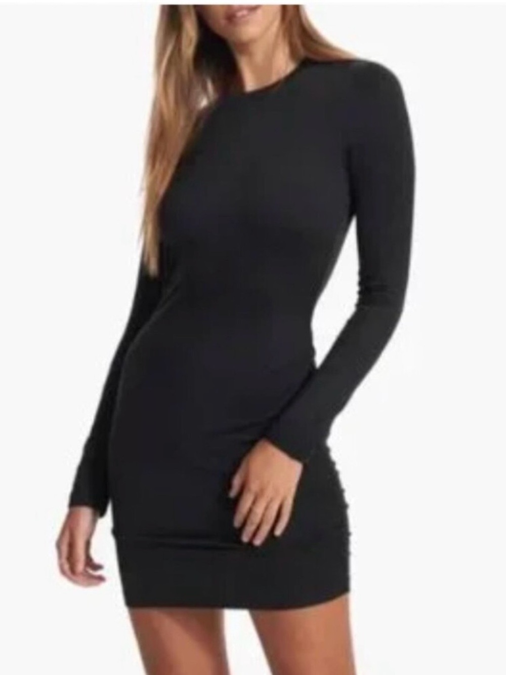 Vuori Black Halo Essential Long-Sleeve Fitted Ruched Side Dress